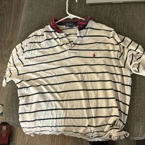 Vintage white with blue stripes polo by Ralph Lauren